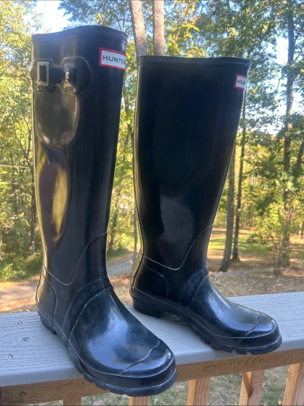 Hunter Original Tall Gloss Black Rain Boots • Women’s Waterproof Wellington siz